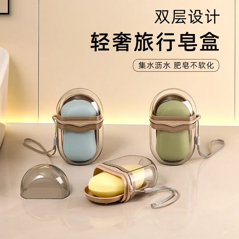 Luxury Travel Soap Case Sealed Portable Creative Airtight Leakproof Soap Dish with Lid for Business Trip Home Bathroom Storage Peaceful Pleasures Health and Wellness