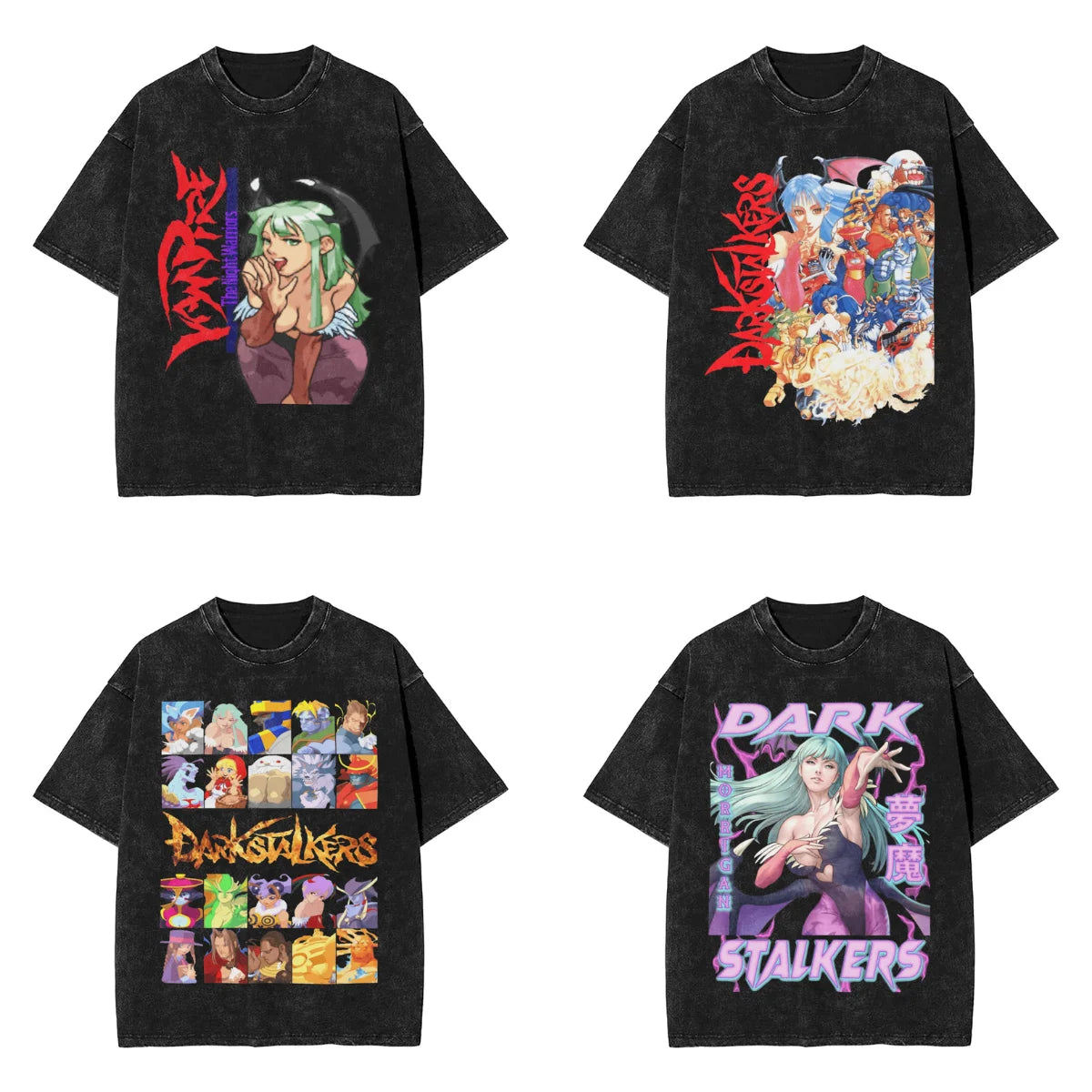 Darkstalkers Men's T Shirt Washed Morrigan Fashion Tee Shirt Short Sleeve Round Collar T-Shirts Cotton Gift Idea Tops Peaceful Pleasures Health and Wellness