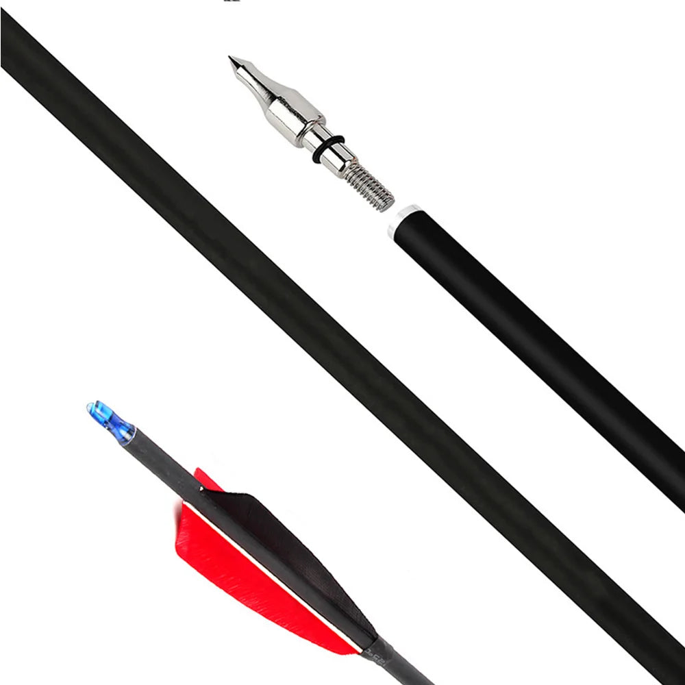 6 12 Archery Hunting Mixed Carbon Arrows Sp500 Replaceable Arrowhead