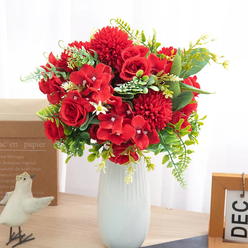 Silk Rose & Chrysanthemum Artificial Bridal Bouquet | Wedding Décor