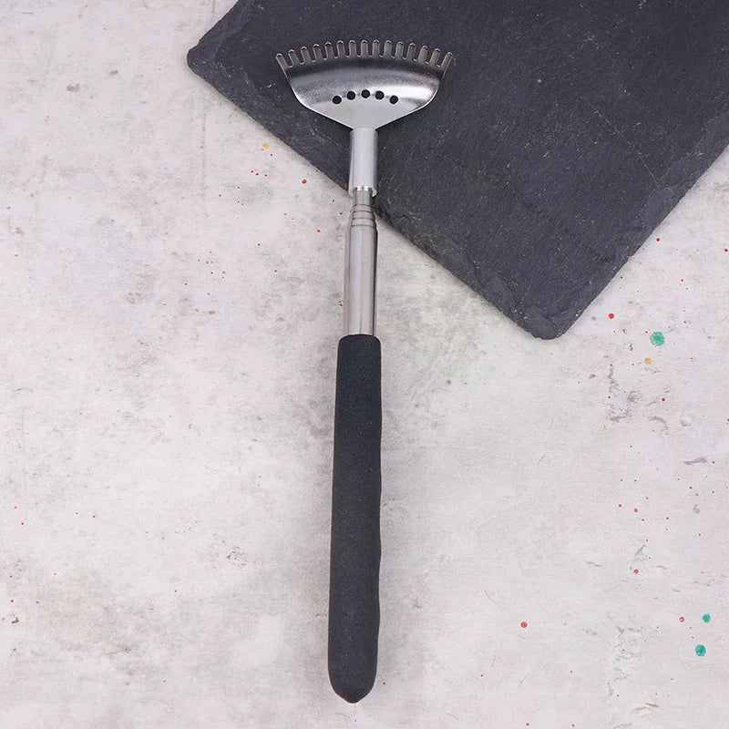 Extendable Back Scratcher with 15 Rakes Stainless Steel Telescopic Handle Portable Rubber Head for Back Cleaning Peaceful Pleasures Health and Wellness