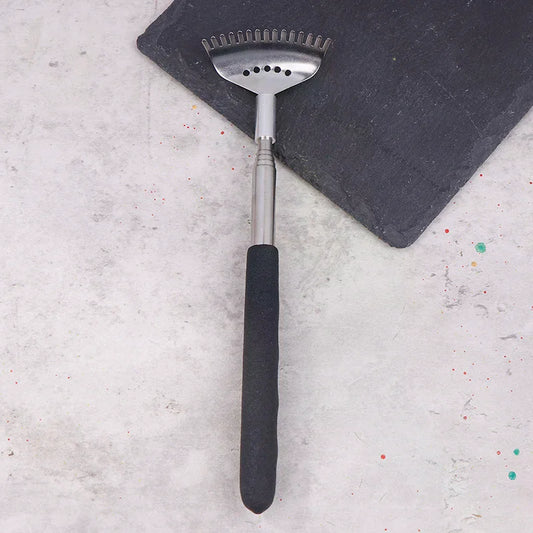 Extendable Back Scratcher with 15 Rakes Stainless Steel Telescopic Handle Portable Rubber Head for Back Cleaning Peaceful Pleasures Health and Wellness