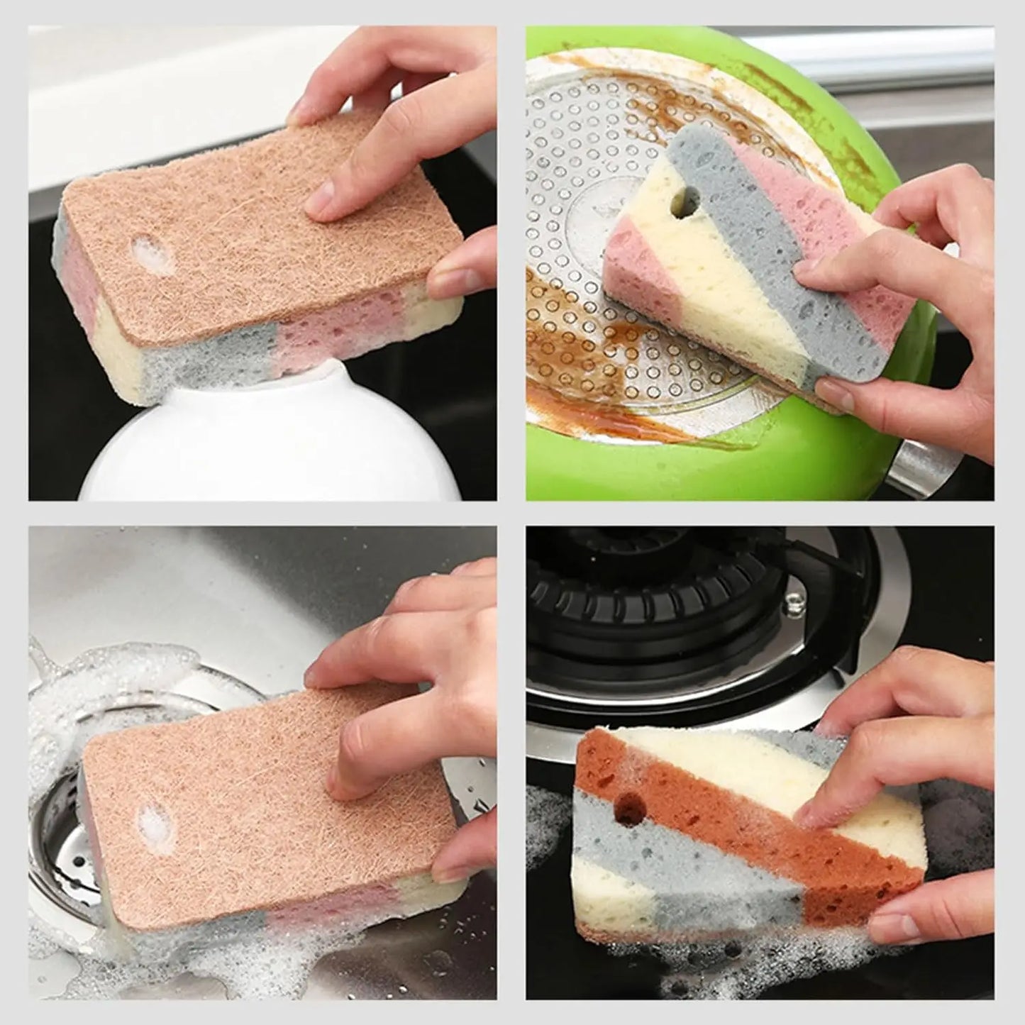 Dual-Sided Cellulose Dish Sponges | Colorful Kitchen Scourers