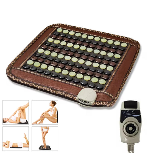 Jade Tourmaline Heated Seat Cushion | 8-Level Massage Pad Heated Massage Cushion Peaceful Pleasures Health and Wellness