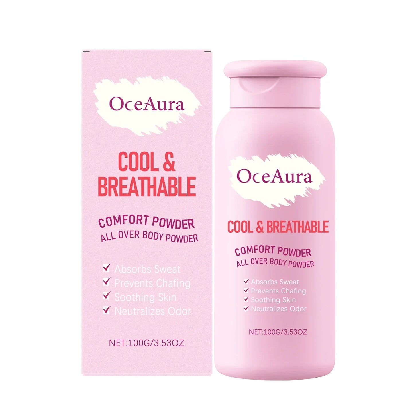OceAura Talcum Body Powder – Sweat & Odor Absorbing 100g