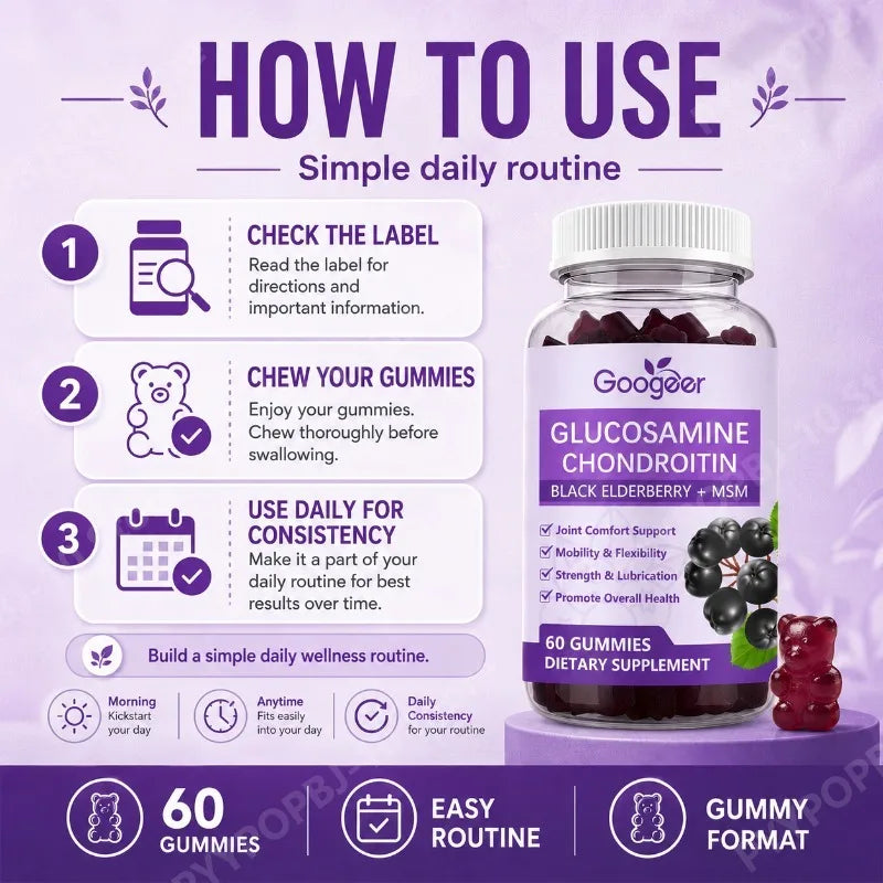 Glucosamine Chondroitin MSM Hyaluronic Acid Gummies – 60ct