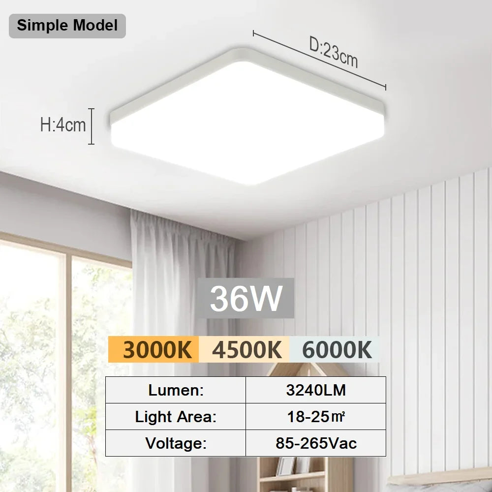 RUNTOIN Square LED Panel Ceiling Light | Ultra-Thin Flush Mount