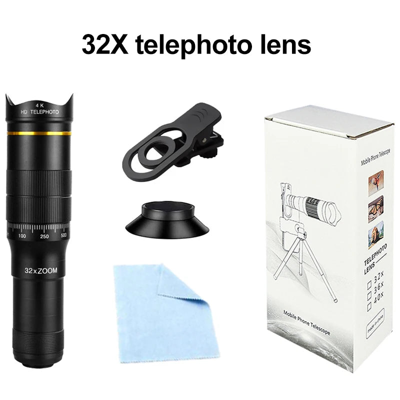 32X Telescope For Phone Mobile Photography Lens Zoom For Cell Camera For iPhone Zoom Mobile Lens Microscope For Phone Lenses Peaceful Pleasures Health and Wellness 32X telephoto lens