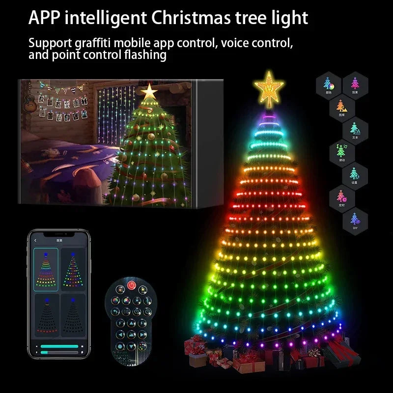 Smart App-Controlled Color Changing Christmas Tree Lights