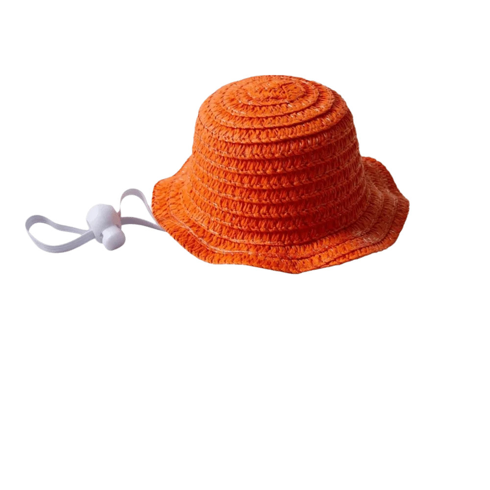 Adjustable Pet Straw Hat | Wide Brim Dog Sun Cap & Photo Prop
