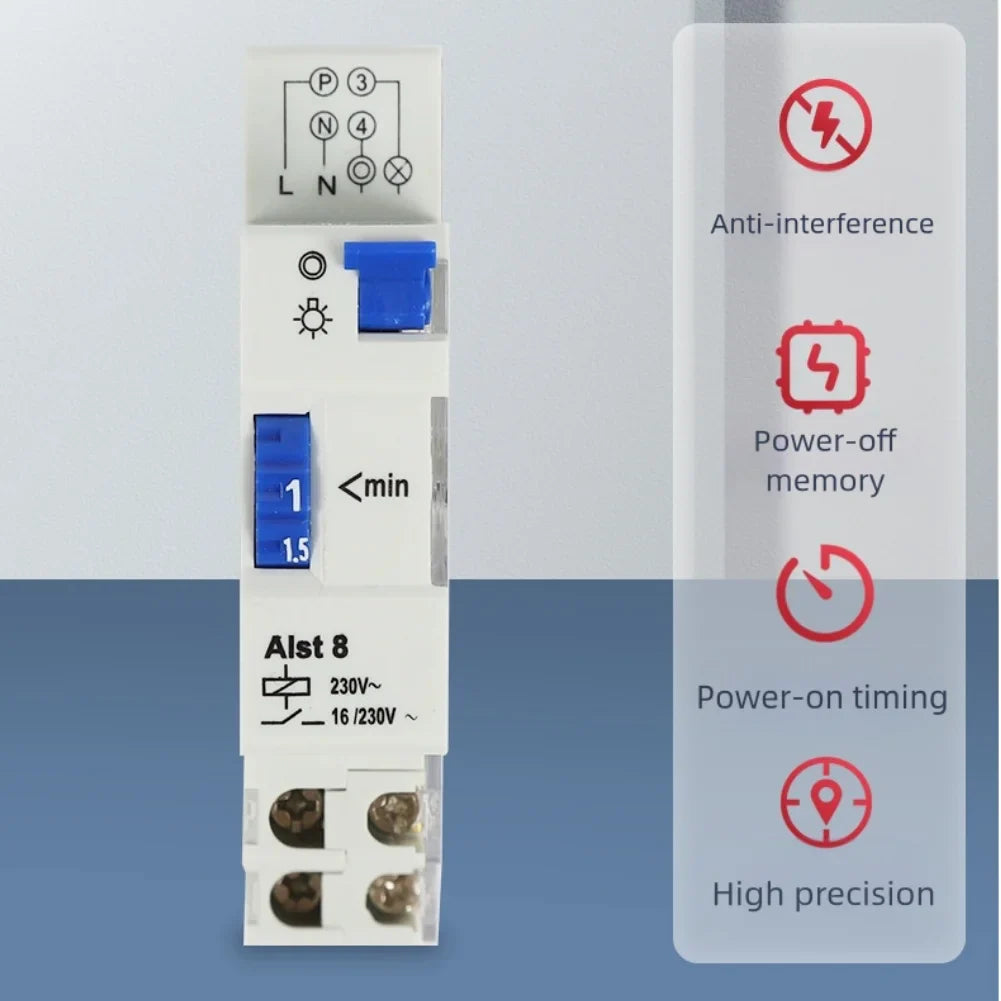 230V DIN-Rail Timer Relay – Auto Lighting Control 16A Energy Saver