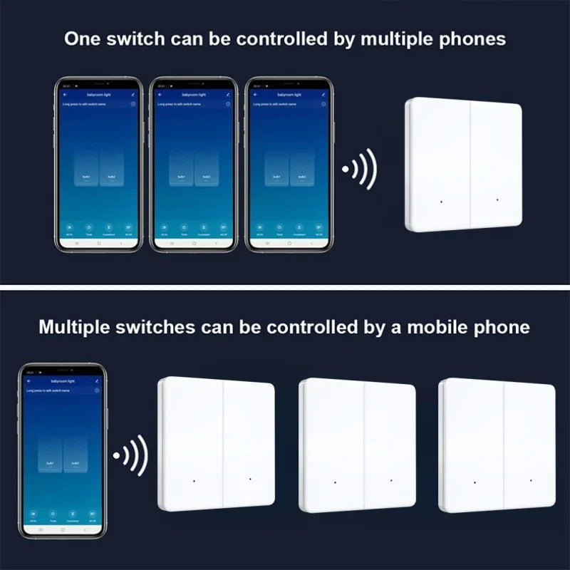 Tuya WiFi Smart Wall Light Switch Push Button No/With Neutral Wire Timing SmartLife Remote Control Panel Works With Alexa Google Peaceful Pleasures Health and Wellness