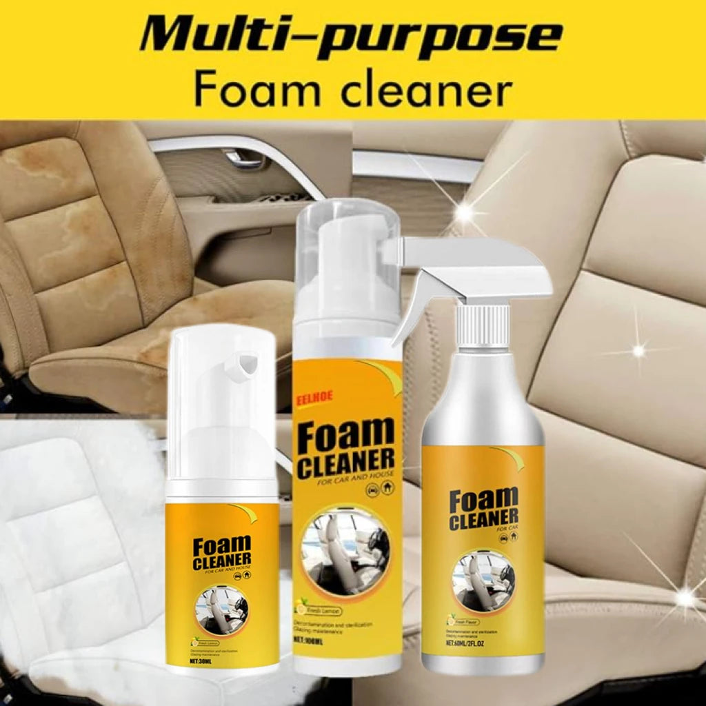 Car Interiors Leather Seats Shoes Multipurpose Foam Cleaner Fresh Lemon Scent Car Steering Wheel Decontamination Cleaning Spray Peaceful Pleasures Health and Wellness