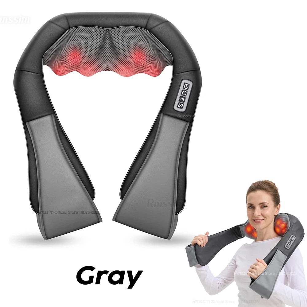 Electric Neck and Shoulder Massager with Heat, Deep Tissue 3D Kneading Pillow Shiatsu Back Massager for Muscle Pain Relief Peaceful Pleasures Health and Wellness Gray US Plug
