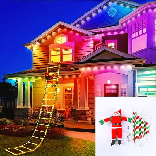 3M Santa Claus Climbing Ladder USB Warm Christmas Light Decor Christmas String Light Peaceful Pleasures Health and Wellness