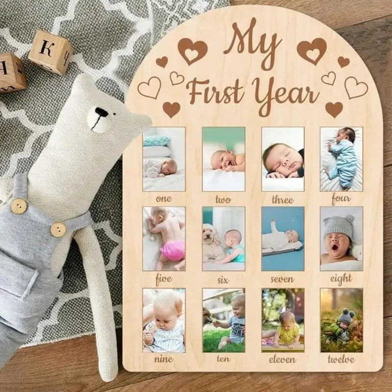 Baby First Year Photo Display Board – 12 Month Picture Frame