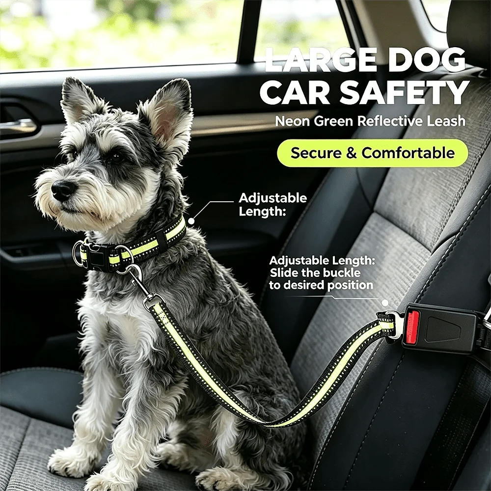 2-in-1 Car Seat Belt for Dogs, Headrest Dog Safety Harness & Leash - Adjustable Nylon Vehicle Pet Restraint, Tangle-Free Travel Peaceful Pleasures Health and Wellness