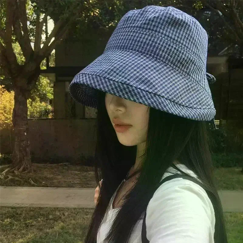 Women's Plaid Bucket Hat | UV Shield Breathable Summer Sun Cap