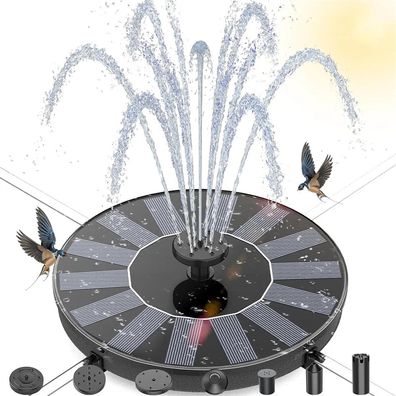 Solar Floating Fountain Pump – 2.5W, 6 Nozzles, Bird Bath & Pond