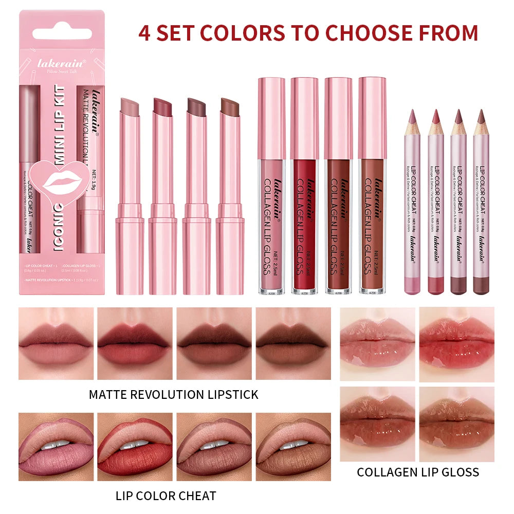 3 in 1 Lipstick Lip Liner Lip Gloss Set Easy Coloring Moisturizing Lip Sticks Suitable for All Occasions Lip Makeup Cosmetic Gif Peaceful Pleasures Health and Wellness