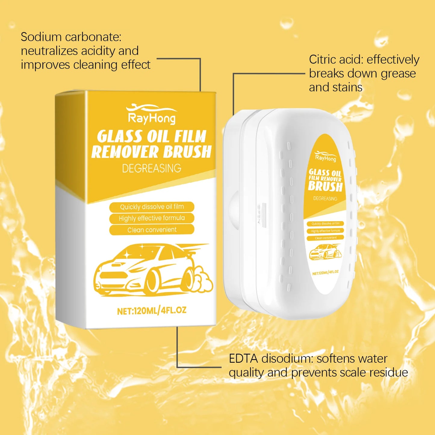 Car Glass Cleaning Brush – Oil Removal & Rain Repellent Coating