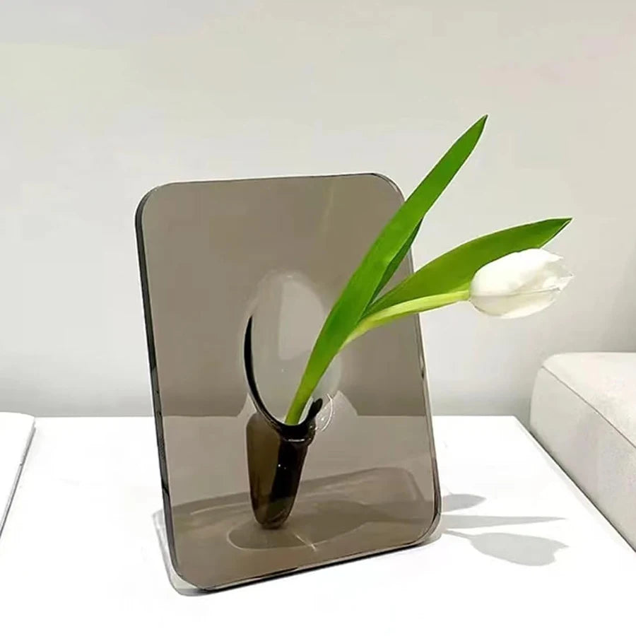 Frame Flower Vase – Clear Acrylic Modern Art Vase for Home Decor, Unique Decorative Standing Vase