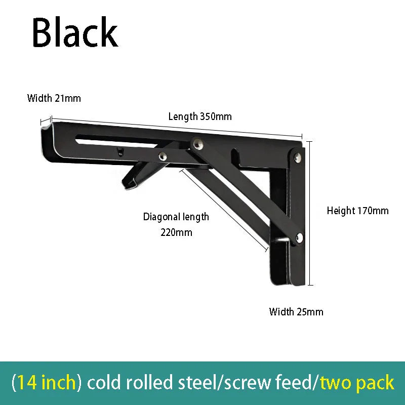2PCS Folding Wall Shelf Brackets – Stainless Steel Right Angle