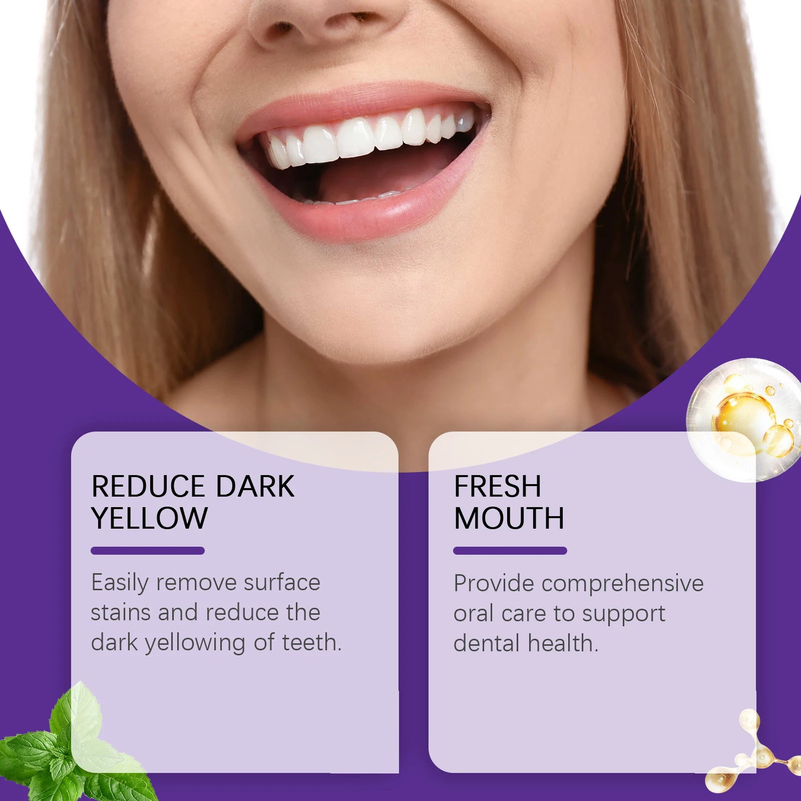 Purple Cleaning Tooth Powder Reduce Gum Discomfort Decompose Dental Plaque Preventing Tooth Decay Fresh Breath Oral Care Powder Peaceful Pleasures Health and Wellness