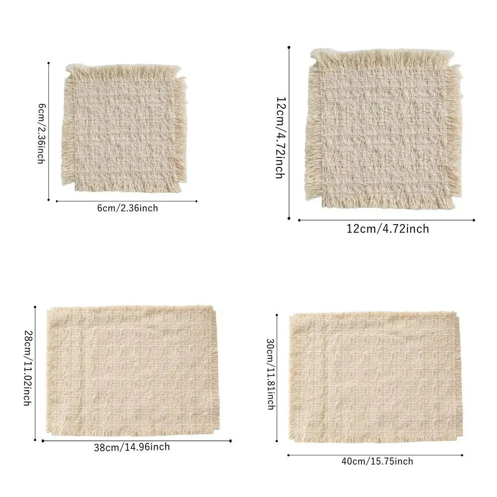 New Beige Color Cotton Placemat Soft Square Shape Table Mat Cotton Photo Props Peaceful Pleasures Health and Wellness