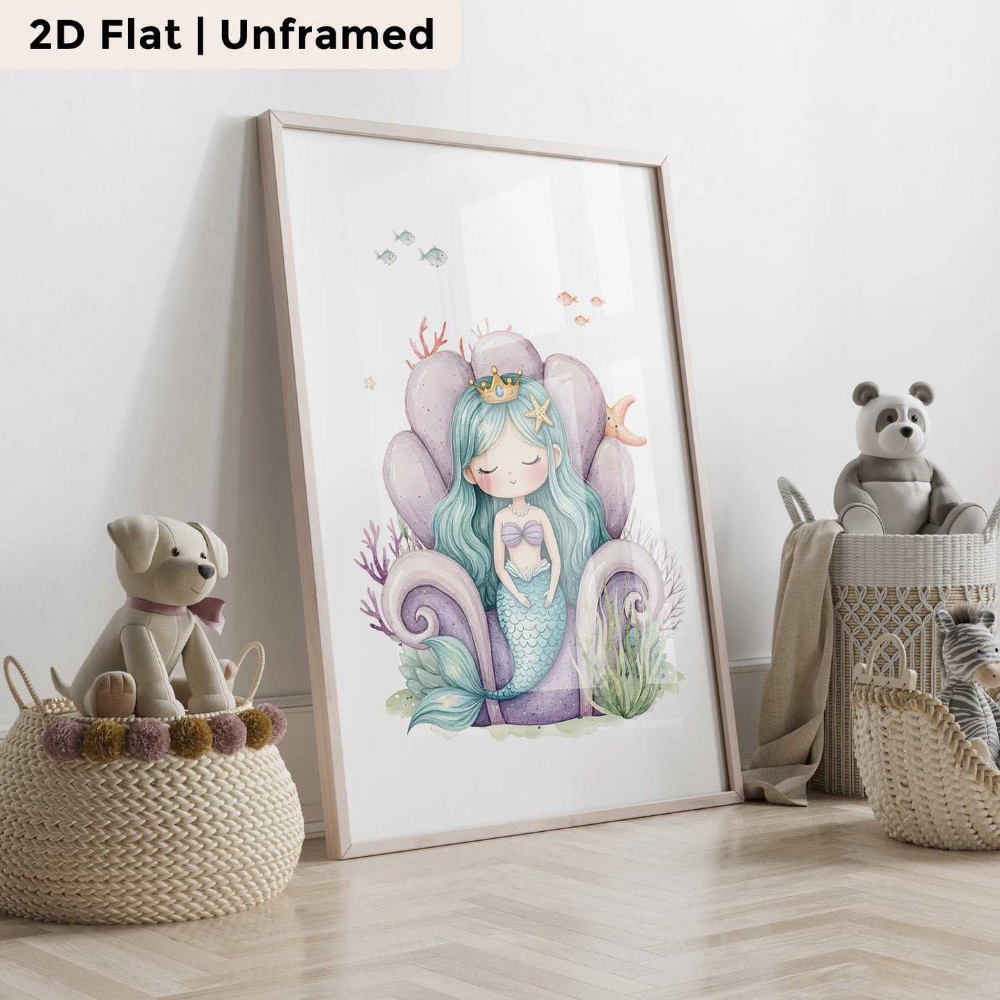 3-Piece Mermaid Princess Canvas Wall Art Print | Kids Room Decor
