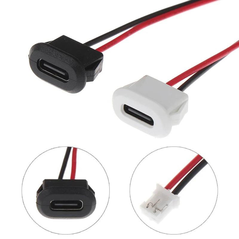 1pcs 2Pin USB-C Type Waterproof USB Contor Direct Compression Female Base Socket Charging Interface With Welding Wire Peaceful Pleasures Health and Wellness