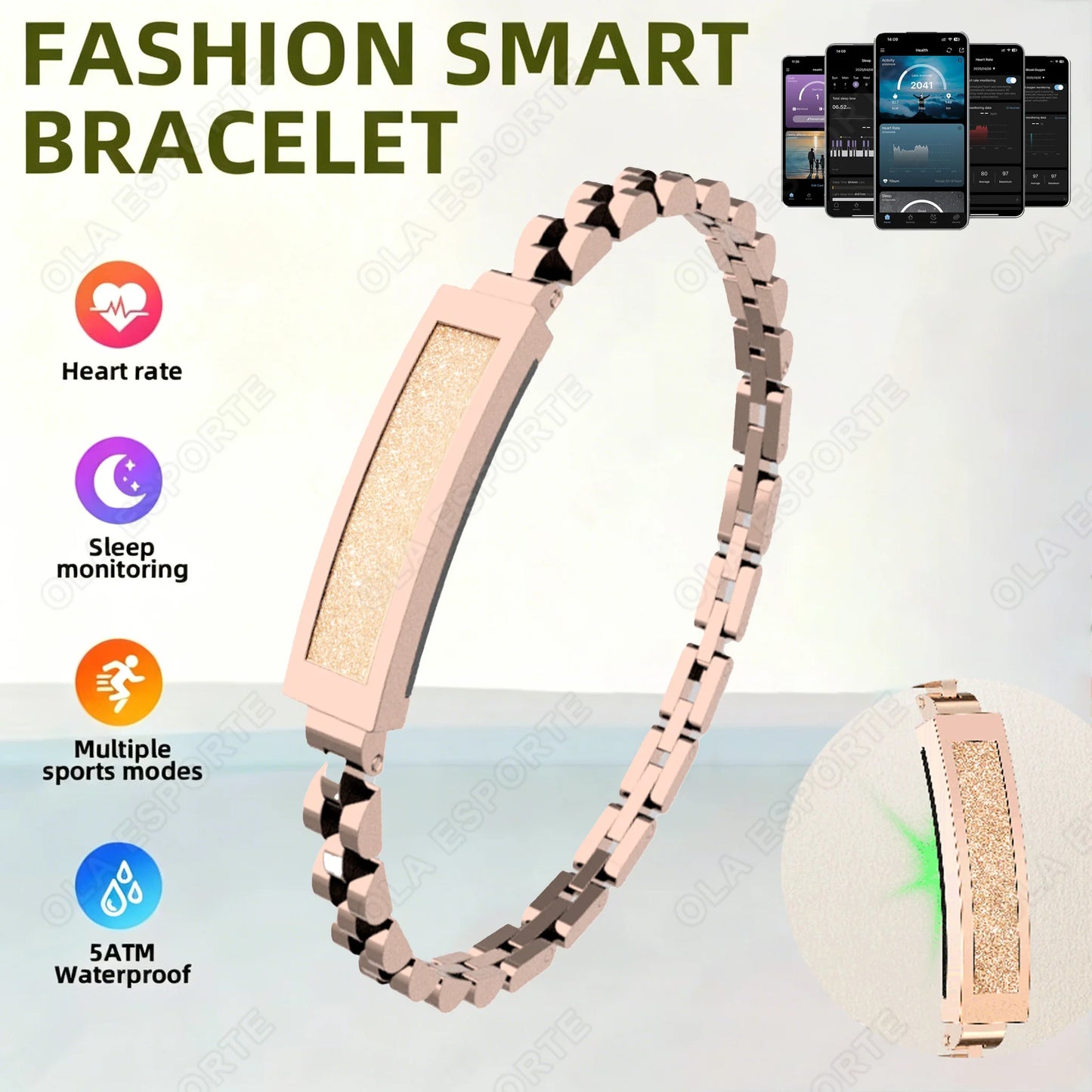 New Men Sports Smart Bracelet Heart Rate Fitness Tracker IPX8 Waterproof Smart Band Pedometer Call Reminder Smartwatches Women Peaceful Pleasures Health and Wellness Gold 1