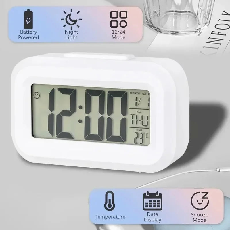 Led Digital Alarm Clock Backlight Data Times Calendar Desktop Multi-function Electronic Bedroom Decoration Desk Decorations Wall Peaceful Pleasures Health and Wellness