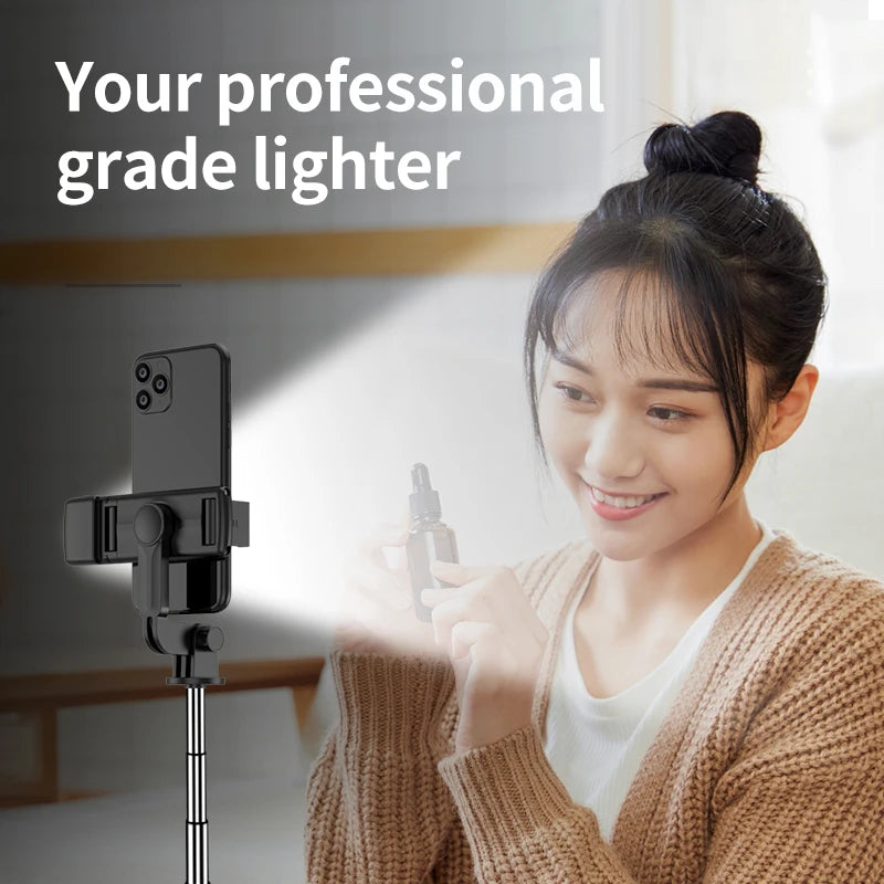 Portable Bluetooth Selfie Stick Retractable Multifunctional Phone HoldeTripod With Selfie light Wireless Remote Shutter stand Peaceful Pleasures Health and Wellness