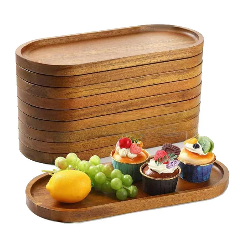 Japanese Round Solid Wood Serving Tray – Snack & Fruit Platter