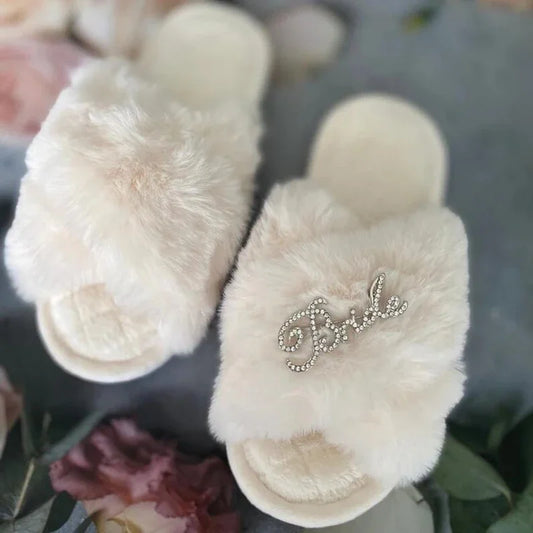 Bride to Be Slippers | Bridal Shower Bachelorette Gift Bridal Slippers Peaceful Pleasures Health and Wellness bride Slipper S