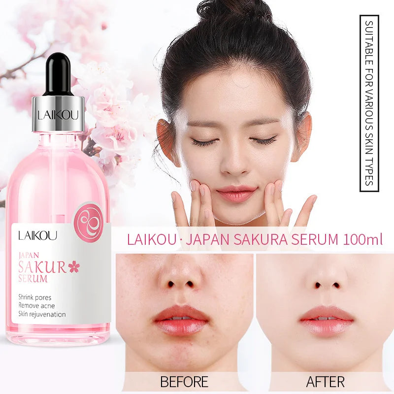LAIKOU Sakura & Rose Essence Serum Moisturizing Hydrating Nourishing Repair Facial Skin Care 100ml Peaceful Pleasures Health and Wellness