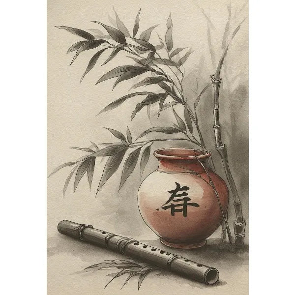 Japanese Ukiyo-e Zen Mountain Canvas Wall Art Print | Landscape