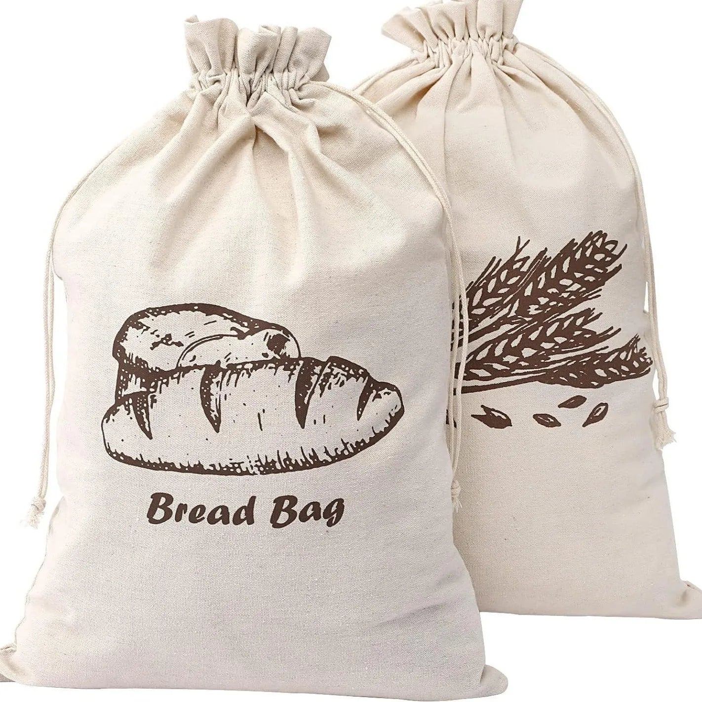 Reusable Linen Bread Bag | Drawstring Artisan Loaf Storage Bag