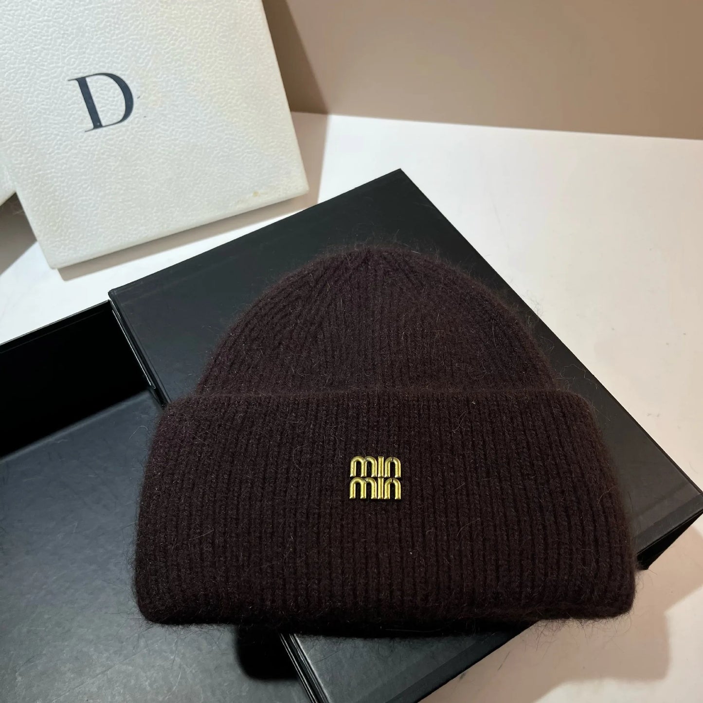Women's Rabbit Fur Knit Beanie | Warm Winter Ear Protection Hat