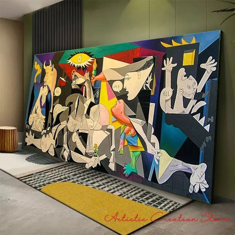 Abstract Wall Art Picture Picasso Famous Painting 《Guernica》Posters Canvas Painting for Modern Living Room Home Office Decor Peaceful Pleasures Health and Wellness