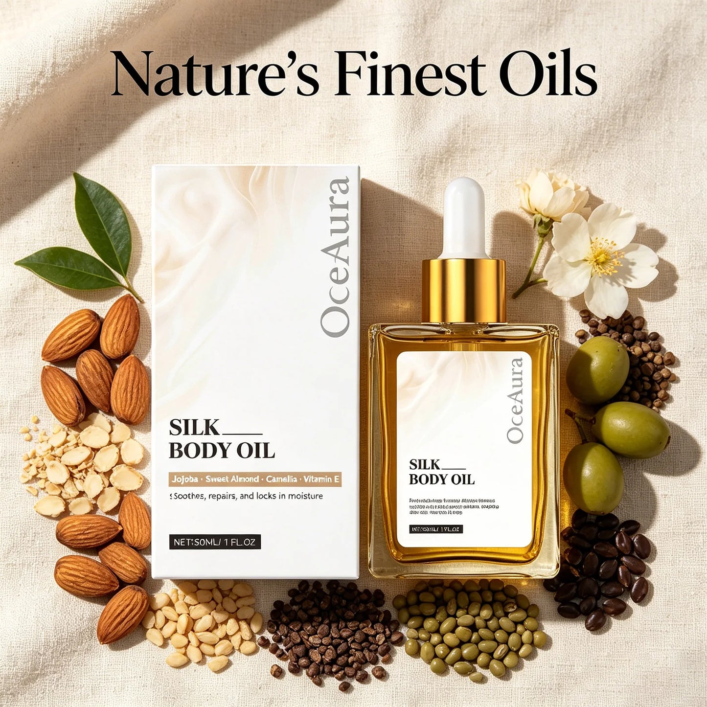 HOEGOA Silk Body Oil – Firming Anti-Aging Dry Oil for Crepey Skin