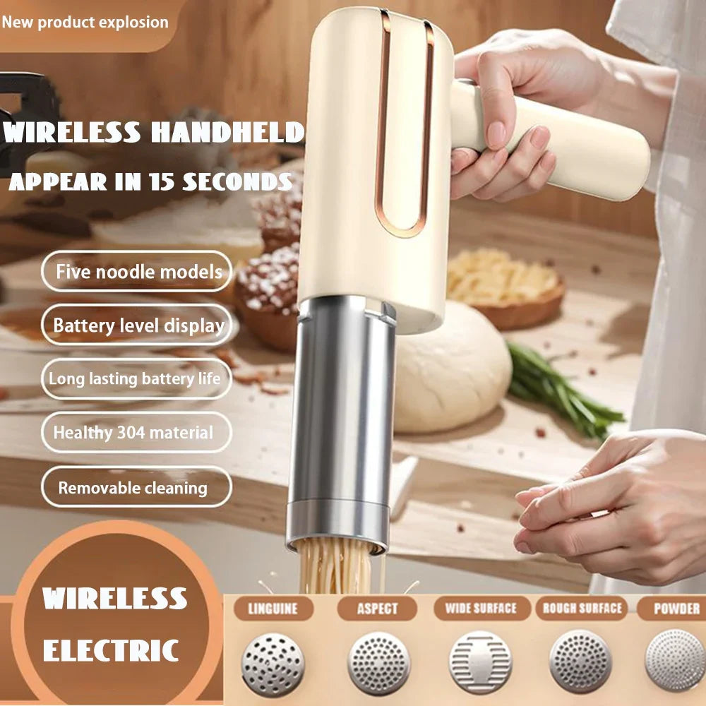 Electric Wireless Noodle Maker – 5 Molds, USB Rechargeable