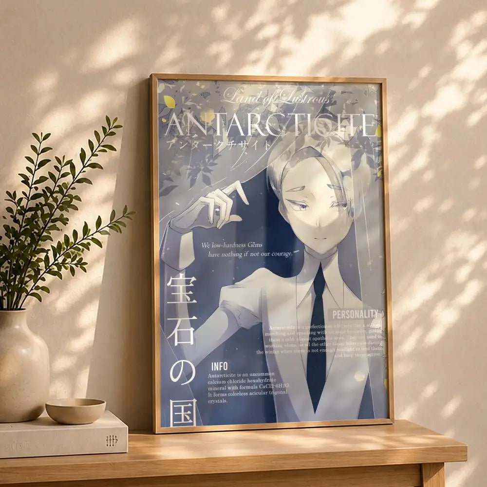 Land of the Lustrous Anime Poster – HD Self-Adhesive Wall Art Anime Wall Poster Peaceful Pleasures Health and Wellness White11 50X70cmNoframe
