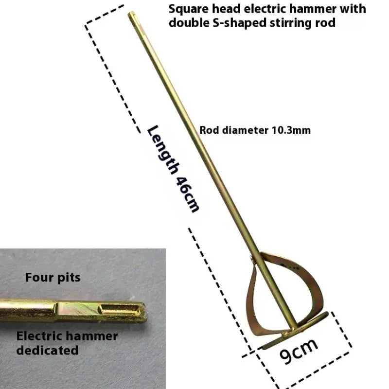 Putty Powder Coating Paint Electric Mixer Rod Head Mixing Rod Mixer Drill Paint Stirring Rod Mortar Mixing Paddle Peaceful Pleasures Health and Wellness B Square head