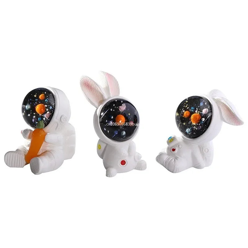 1pc Planet Astronaut and Bunny Rabbit Creative Cartoon Figure Ornament Miniature Resin Craft DIY Accessories Decoration лягушки Peaceful Pleasures Health and Wellness