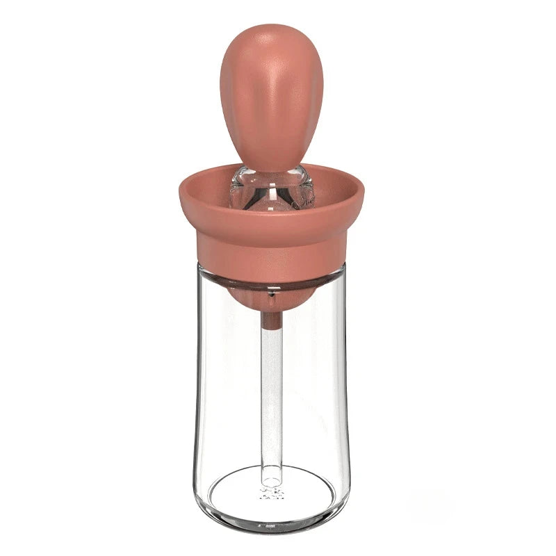 2 in 1 Silicone Dropper Measuring Oil Dispenser Bottle Glass Olive Oil Dispenser Bottle With Silicone Brush Cooking Kitchen Tool Peaceful Pleasures Health and Wellness wine red