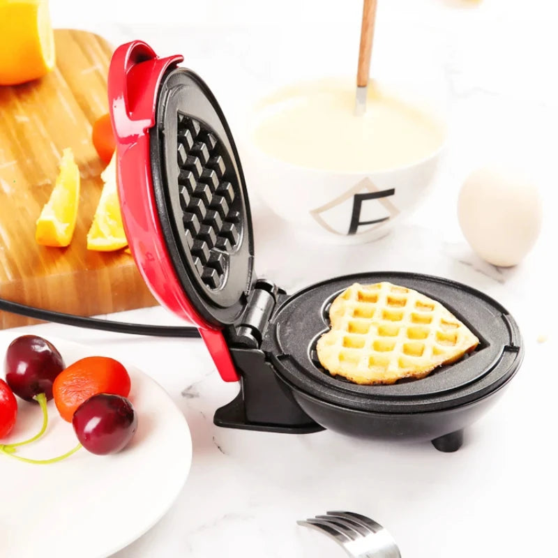 Mini Waffle Maker Bubble Egg Cake Oven Breakfast Love Heart Small Waffle Maker Cooking Appliance for Children's Birthday Parties Peaceful Pleasures Health and Wellness