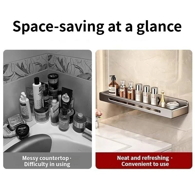 No-Drill Suction Cup Wall Shelf | Bathroom Storage Organizer