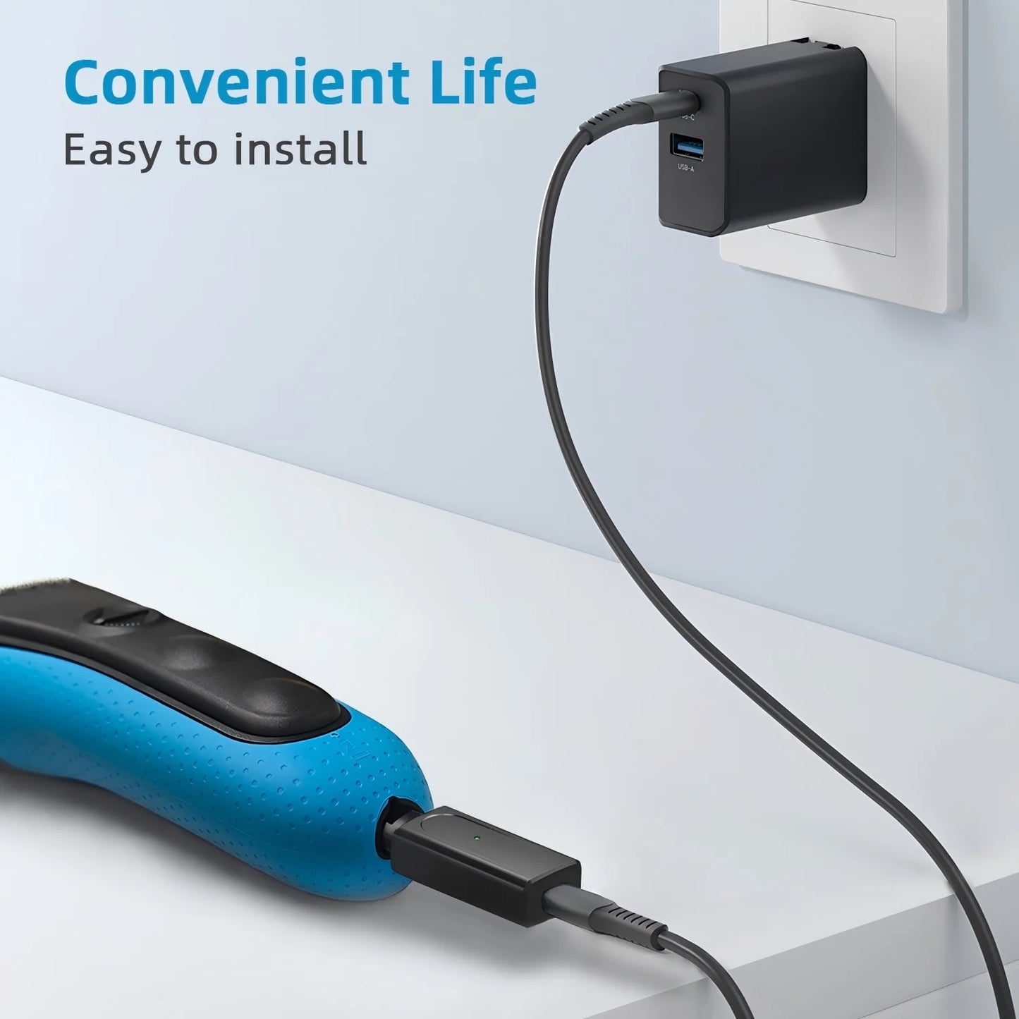 12V USB-C Shaver Adapter for Braun Series 3 5 7 9 with LED